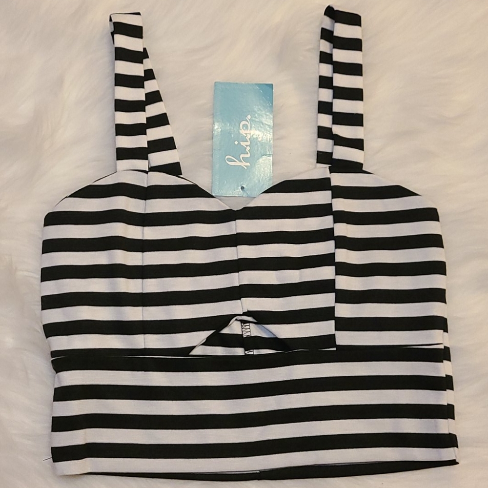 H.I.P. striped tank crop top * NWT*